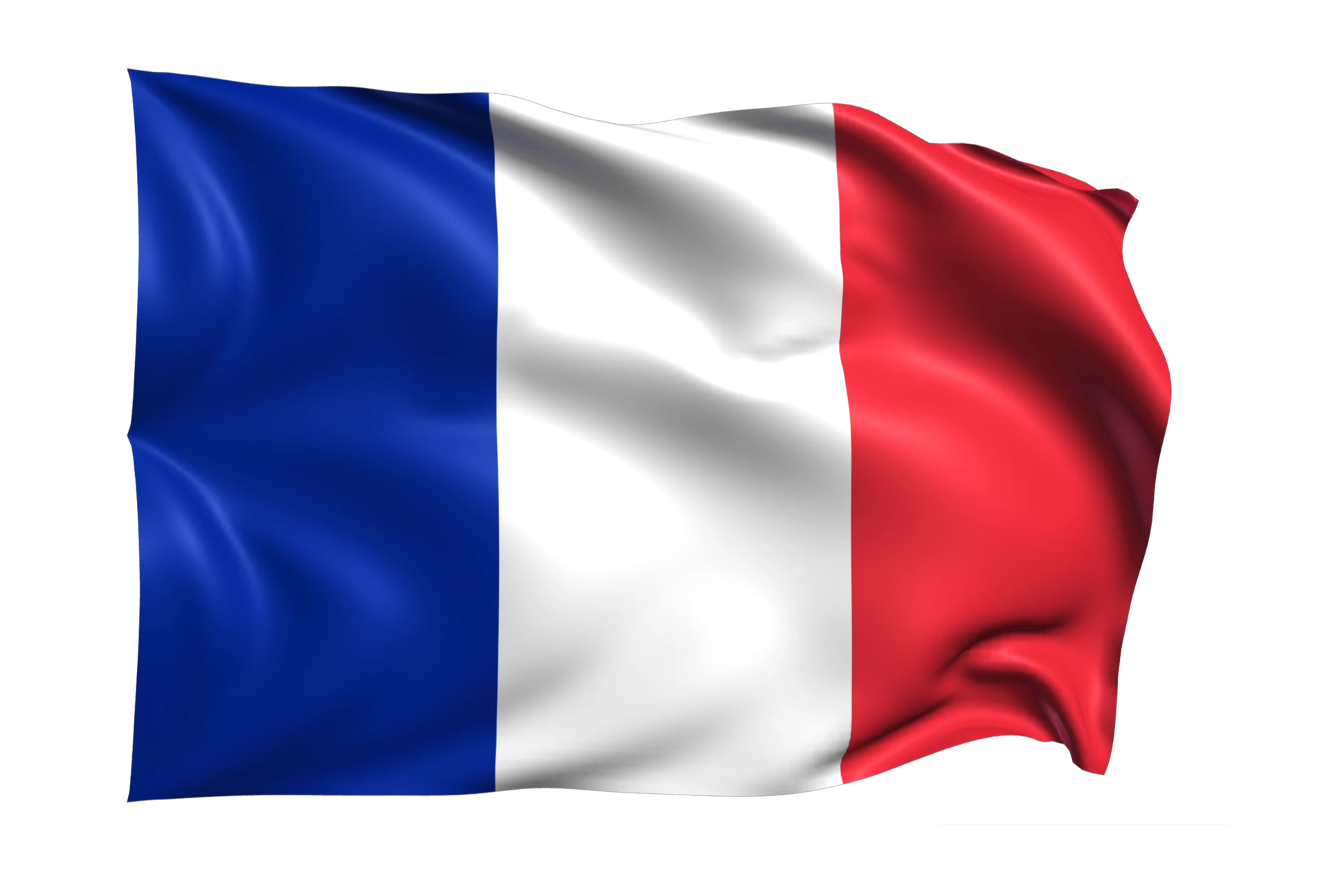 French waving flag. blue, white and red.