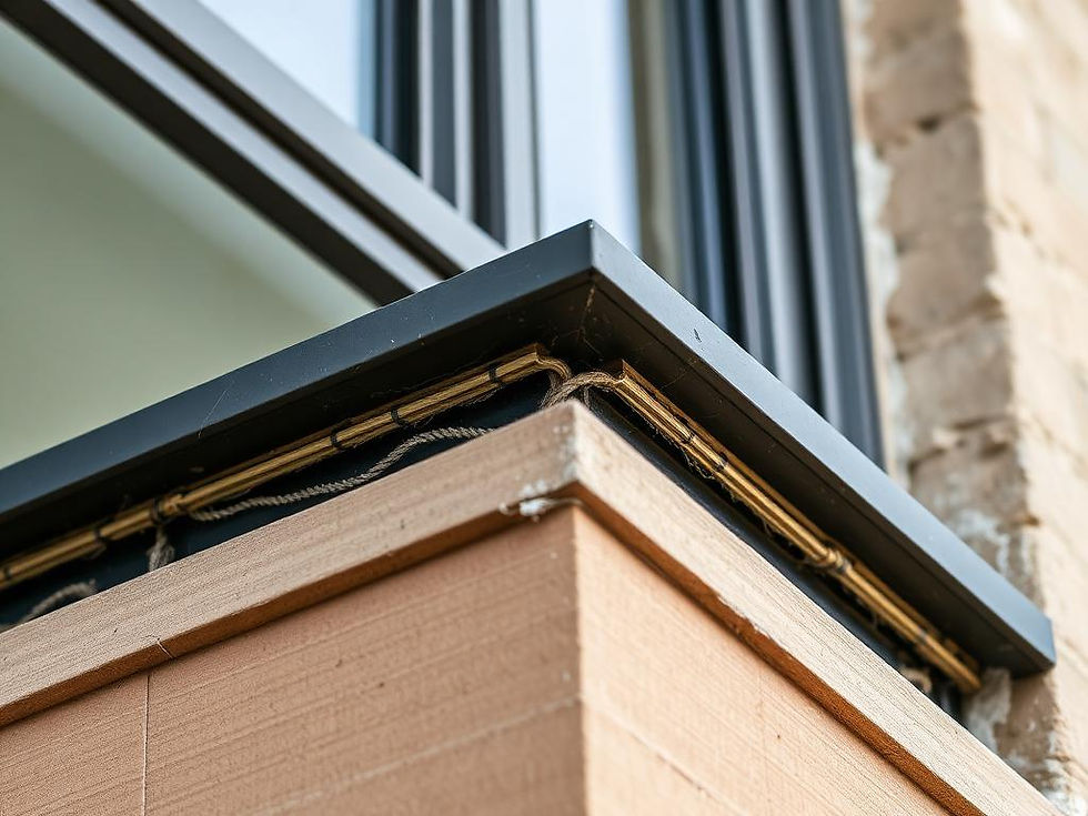 Metal flashing and sealant detail on a commercial building envelope