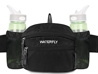 WATERFLY Fanny Pack with Water Bottle Holder Hiking Waist Packs for Walking Running Lumbar Pack fit