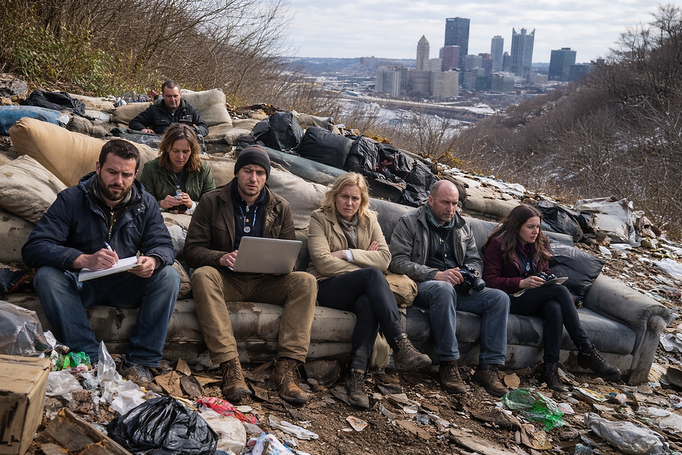 Somehow, Pittsburgh skyline was behind them and the mayor at the same time.... 🤷♂️