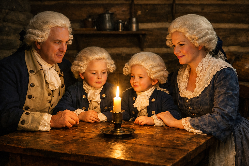 Washington family of Washington Township in Washington County washing a candle