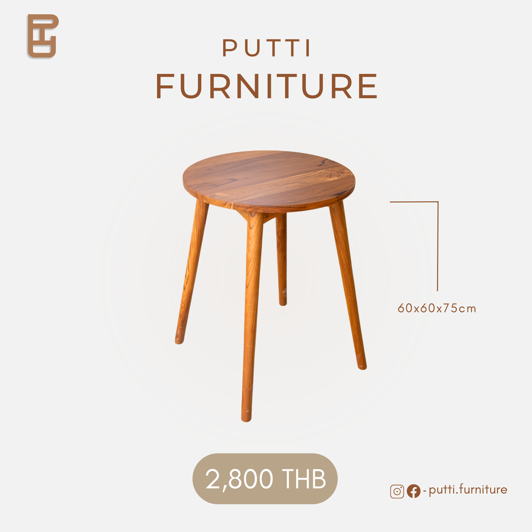 Putti.furniture โต๊ะกลมมินิมอลทรงสูง รุ่น TM010