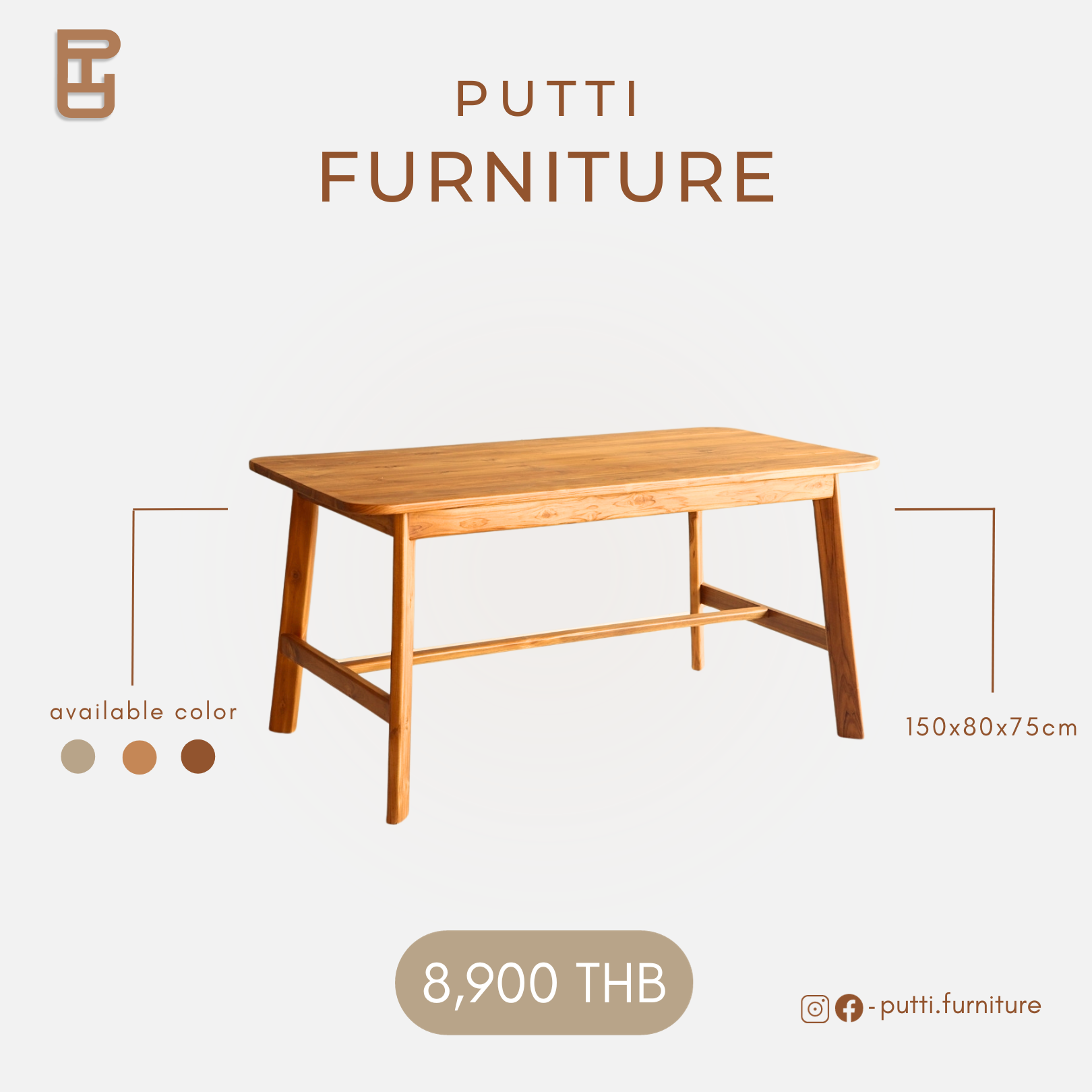 Putti.furniture โต๊ะมินิมอลขาAแบน รุ่นTM001