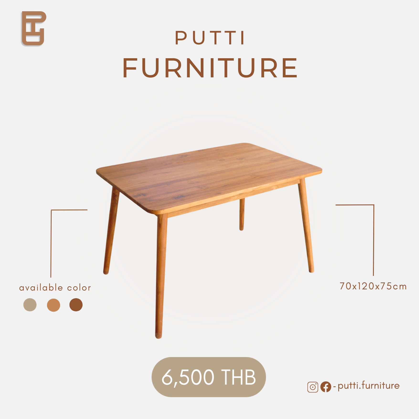 Putti.furniture โต๊ะมินิมอลขากลม รุ่นTM002