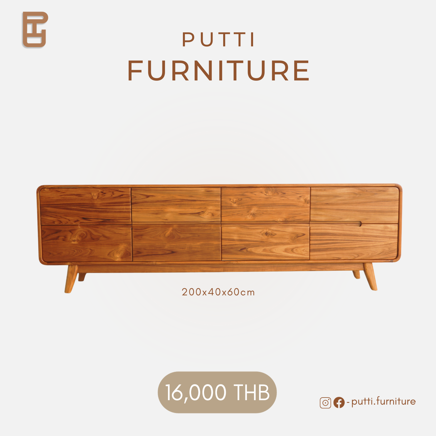 Putti.furniture ตู้คอลโซลแคปซูล8ลิ้นชัก รุ่นTS009