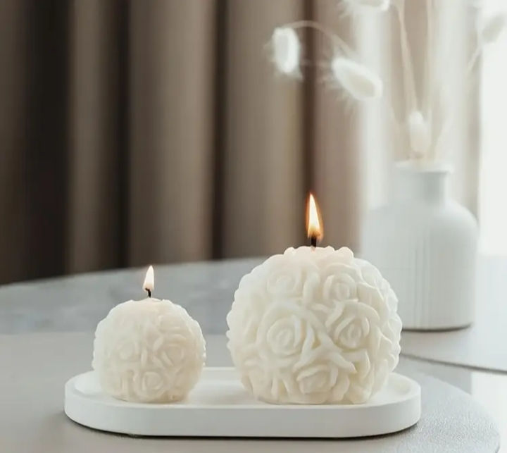 Dos velas aromáticas, Juego de 3 Velas Geometricas Aromaticas, diseño floral