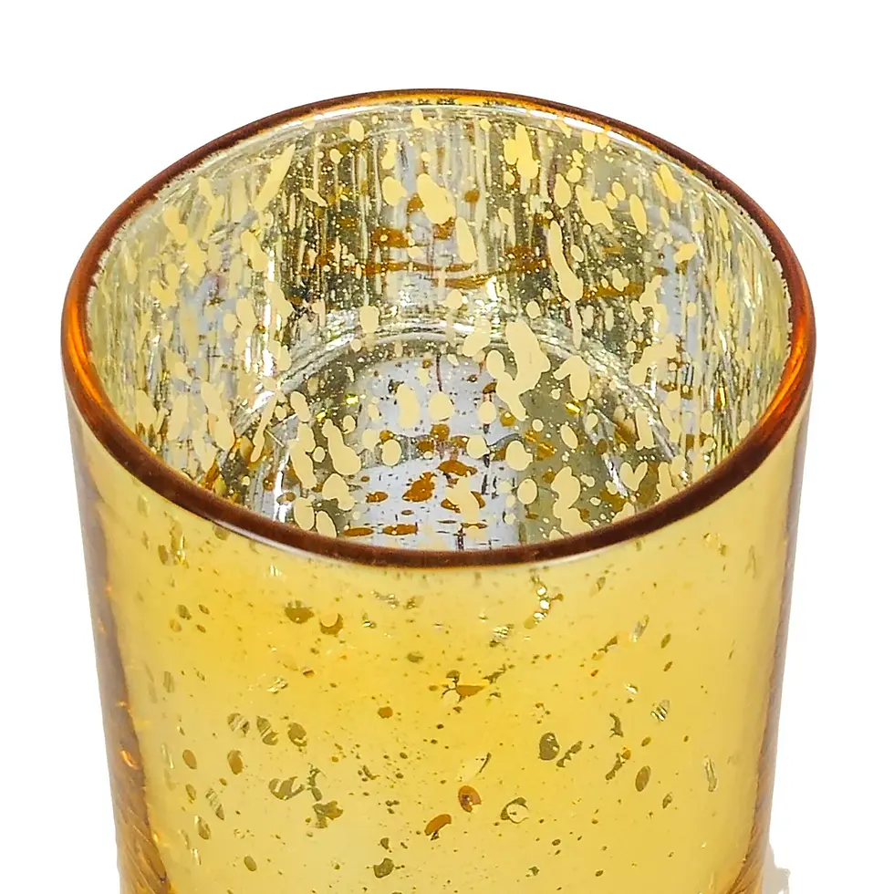 Thumbnail: 300ml - Mónaco Vaso de vidrio para velas - Dorado con Salpicaduras Metálico