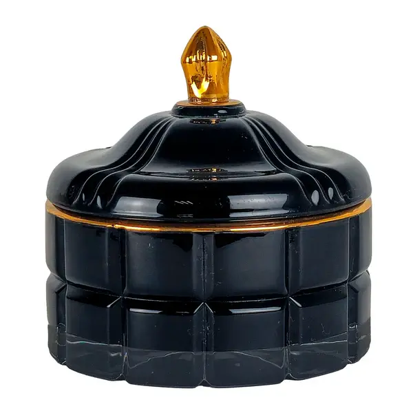 270ml - Cannes Vaso de lujo de vidrio para velas - Negro Brillante con Oro