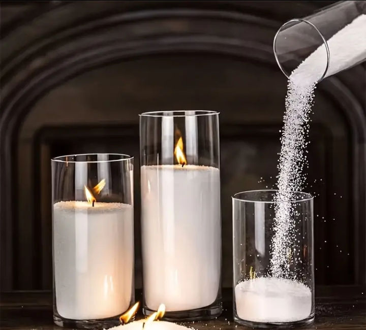 Tres velas LED de cristal, vertiendo cera