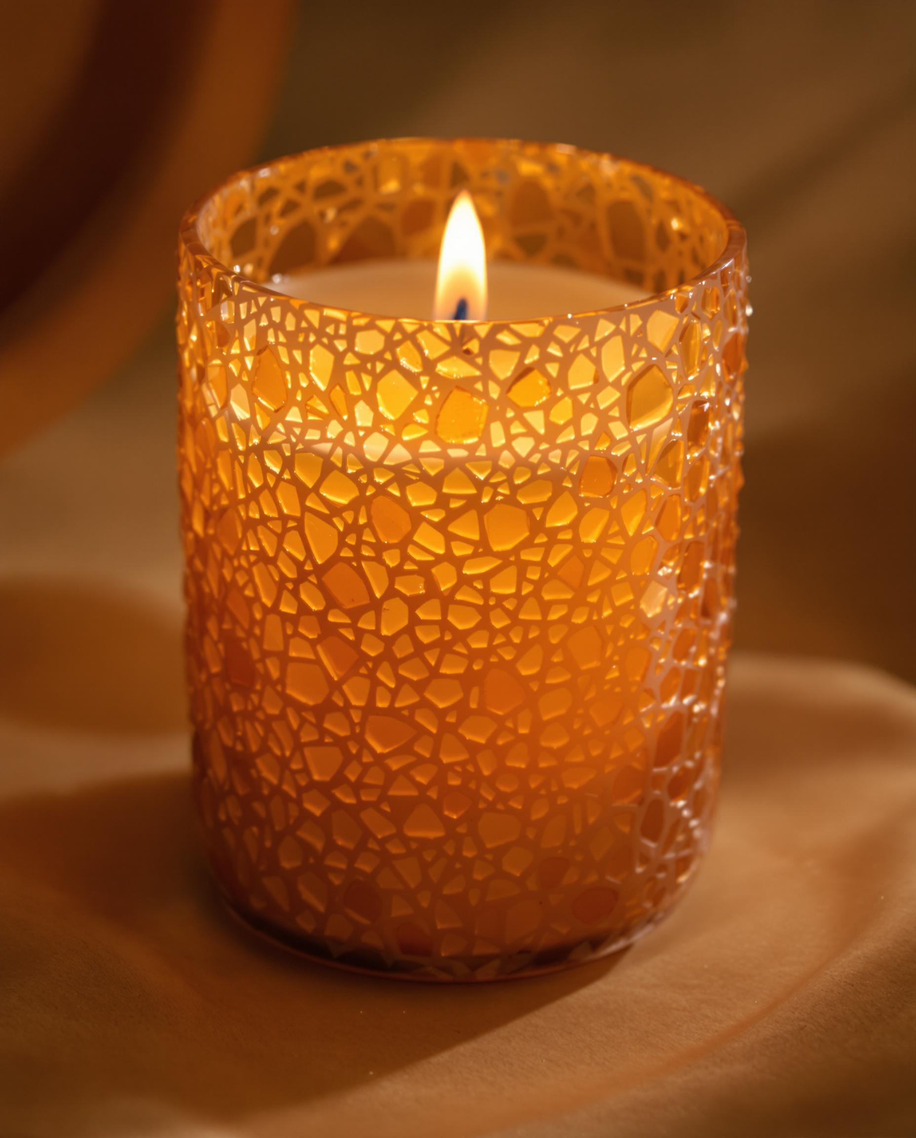 Vela dorada encendida, textura única