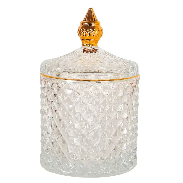 300ml - París Vaso de lujo de vidrio para velas - Transparente con Oro