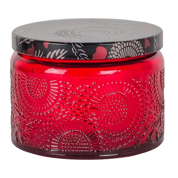 140ml - Londres Vaso de vidrio para velas - Rojo Tinto Relieve