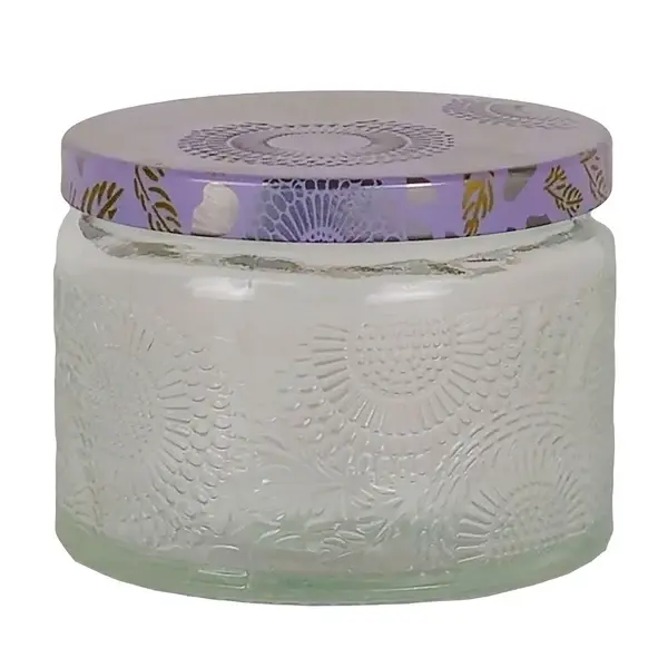 140ml - Londres Vaso de vidrio para velas - Transparente Relieve