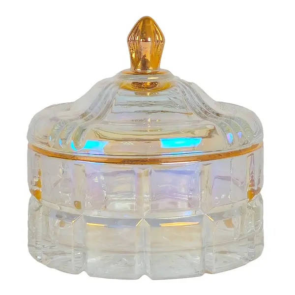 270ml - Cannes Vaso de lujo de vidrio para velas - Tornasol Brillante con Oro