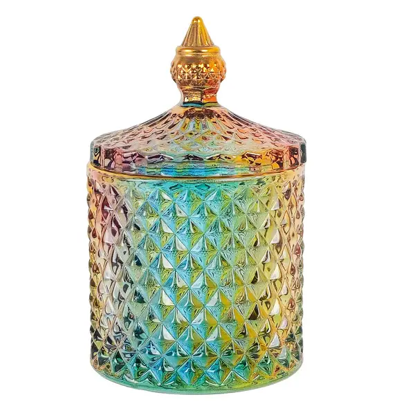 300ml - París Vaso de lujo de vidrio para velas - Arcoíris con Oro