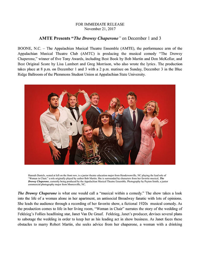 The Drowsy Chaperone Media Release with 