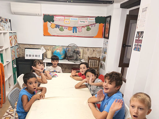 Students at DarKha Academy beginning their October Autumn Adventures theme, learning English together through interactive classroom activities.
