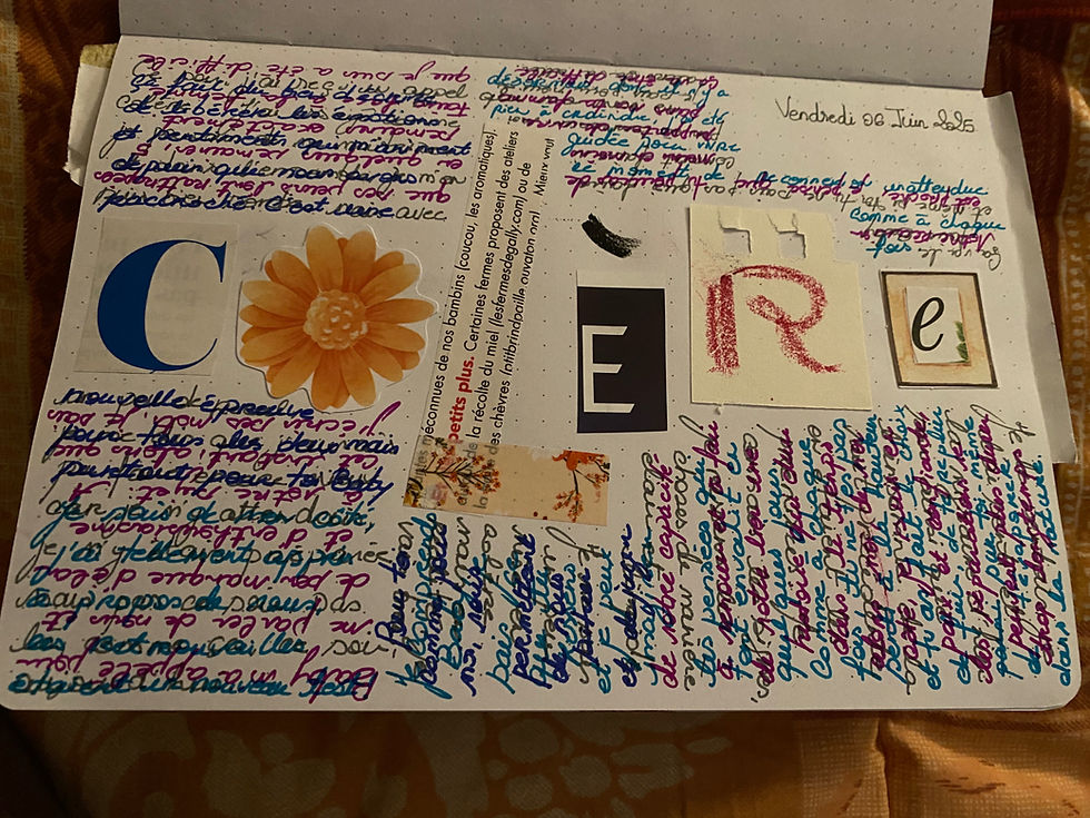 Écriture tissée et collage sur le thème de la colère