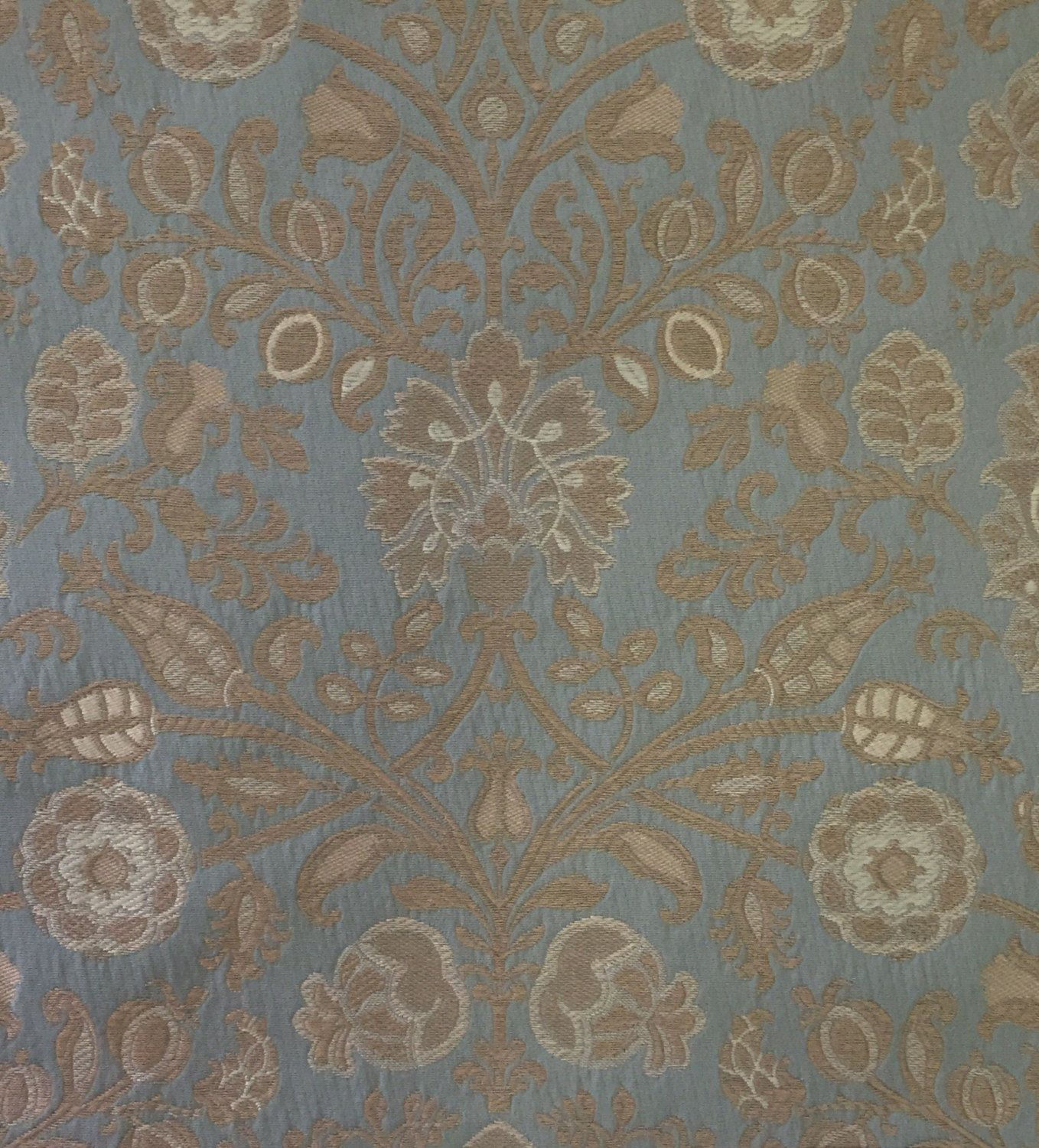 Aqua Blue and Taupe Floral