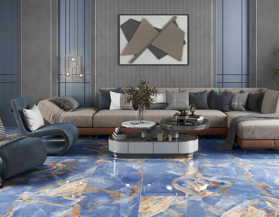 VIA Blue Porcelain Polished Tile 1200x600mm