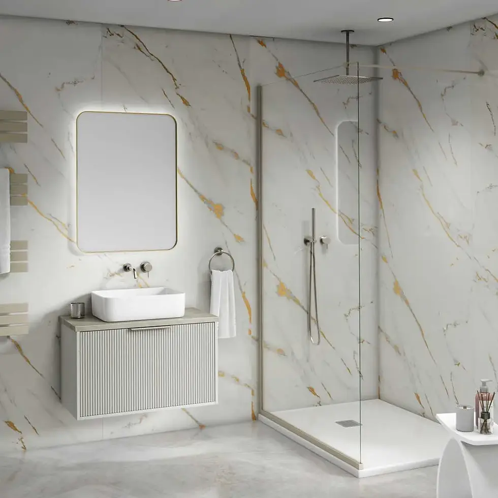 Decorwall Maxi Panel – Gloss Bianco Gold – 2400mm x 900mm x 10mm Bathroom