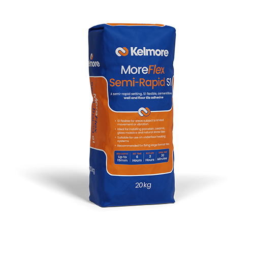 Kelmore MoreFlex Semi-Rapid Set S1 Tile Adhesive Grey/White 20kg
