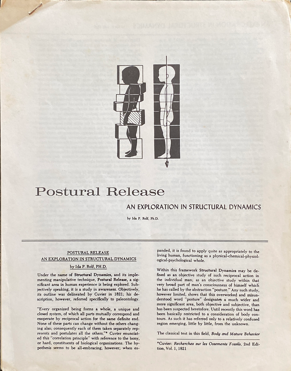 First page of an article written by Ida Rolf from 1960