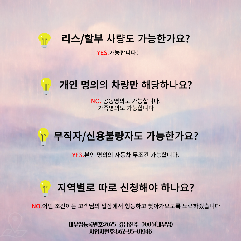 자동차담보대출 신용 및 금리 조건 이용방법