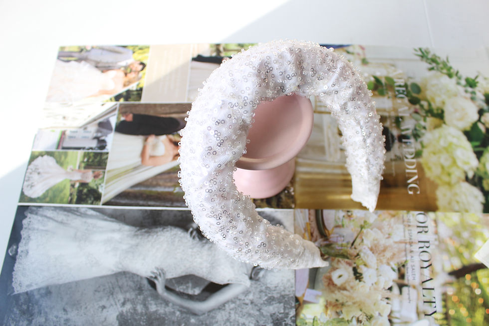 Thumbnail: White & Silver Crystal Beaded Bridal Headband