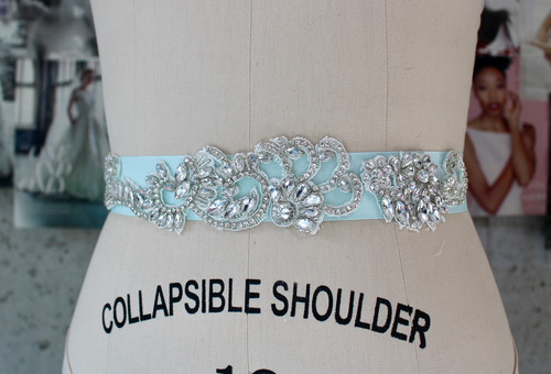 Rhinestone Tiffany Blue Bridal Belt Rhinestone Tiffany Blue Bridal Belt