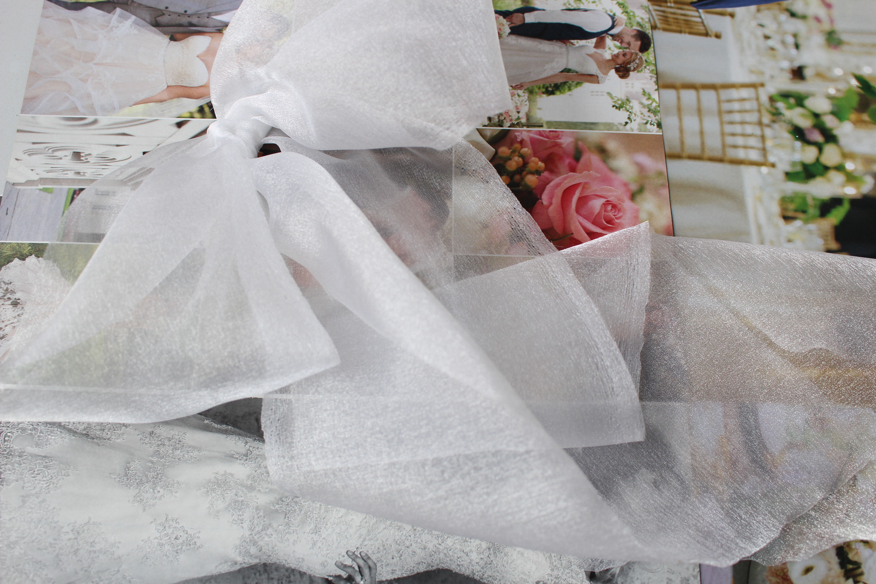 White Shimmering Organza Bow Bridal Hair Clip