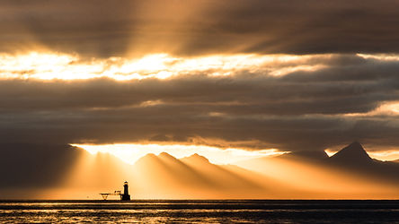 Sunrise over Roman Rock Lighthouse, Simonstown, False Bay, Cape Town, South Africa by photographer Eric Tollner