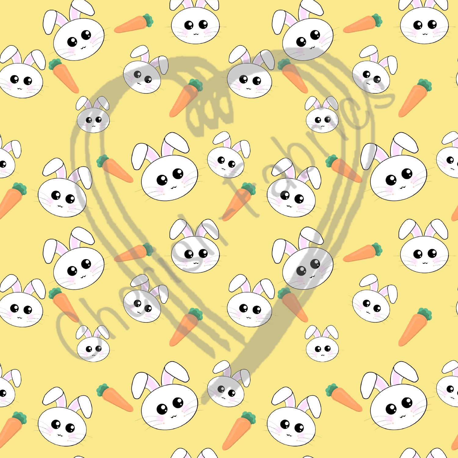 Blushing Bunnies - Yellow Carrot Seamless Pattern 
