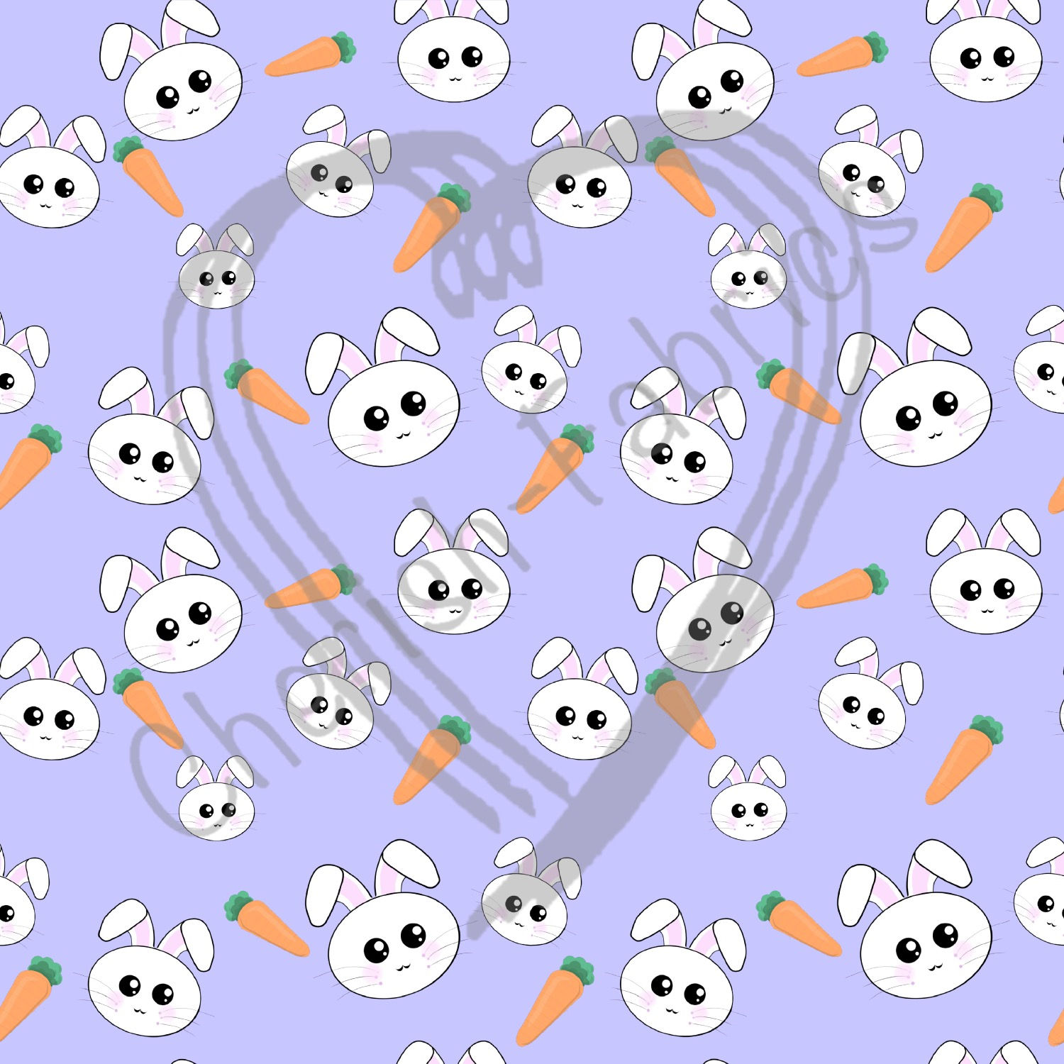 Blushing Bunnies - Lavender Carrot Seamless Pattern