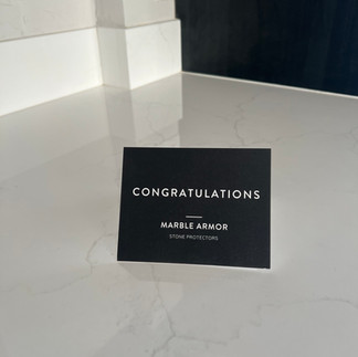 Quartz countertop with Aftercare Card