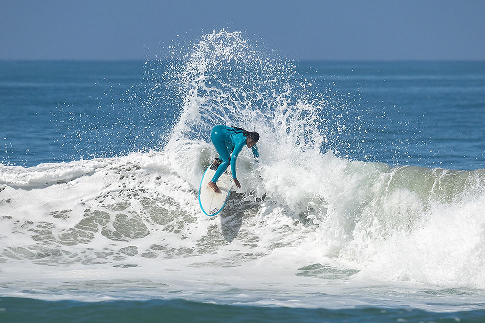 Maizy Gordon Local Break Surf Magazine off the lip back hand snap southern California surfer
