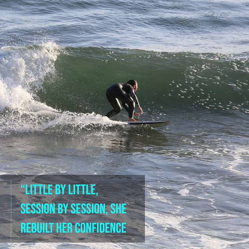 Mya surfing in Baja California, Local Break Surf Magazine. A photo taken while she was working to recover her confidence after a big wipeout in Oceanside, CA. Local Break Surf Magazine.