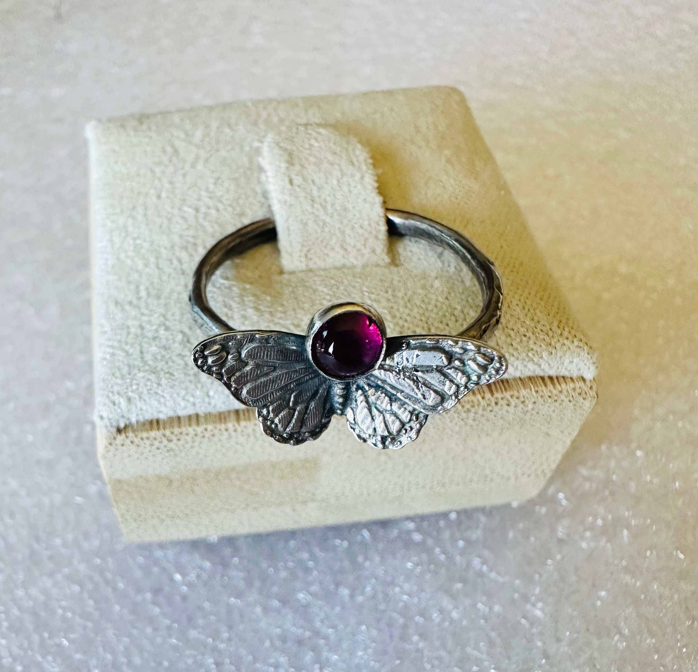 Pink Tourmaline Butterfly Ring
