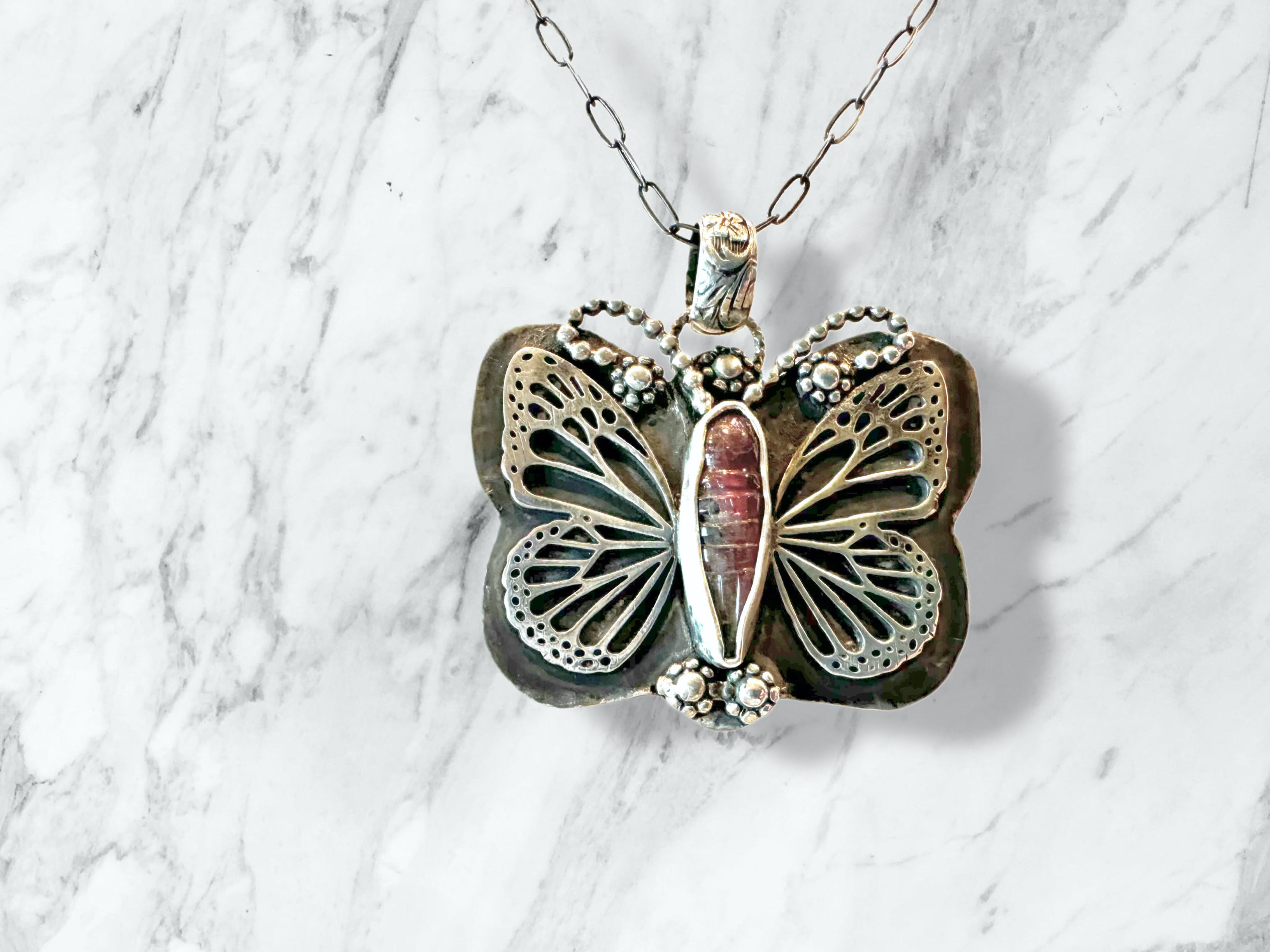 Butterfly Watermelon Tourmaline Necklace