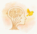 Watercolor of a head with brain as circuits and a yellow canary flying, symbolizing AI and mental health safety.