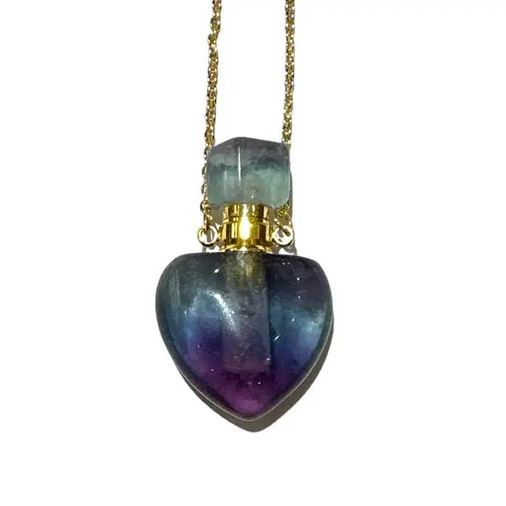Collier fiole fluorine coeur doré