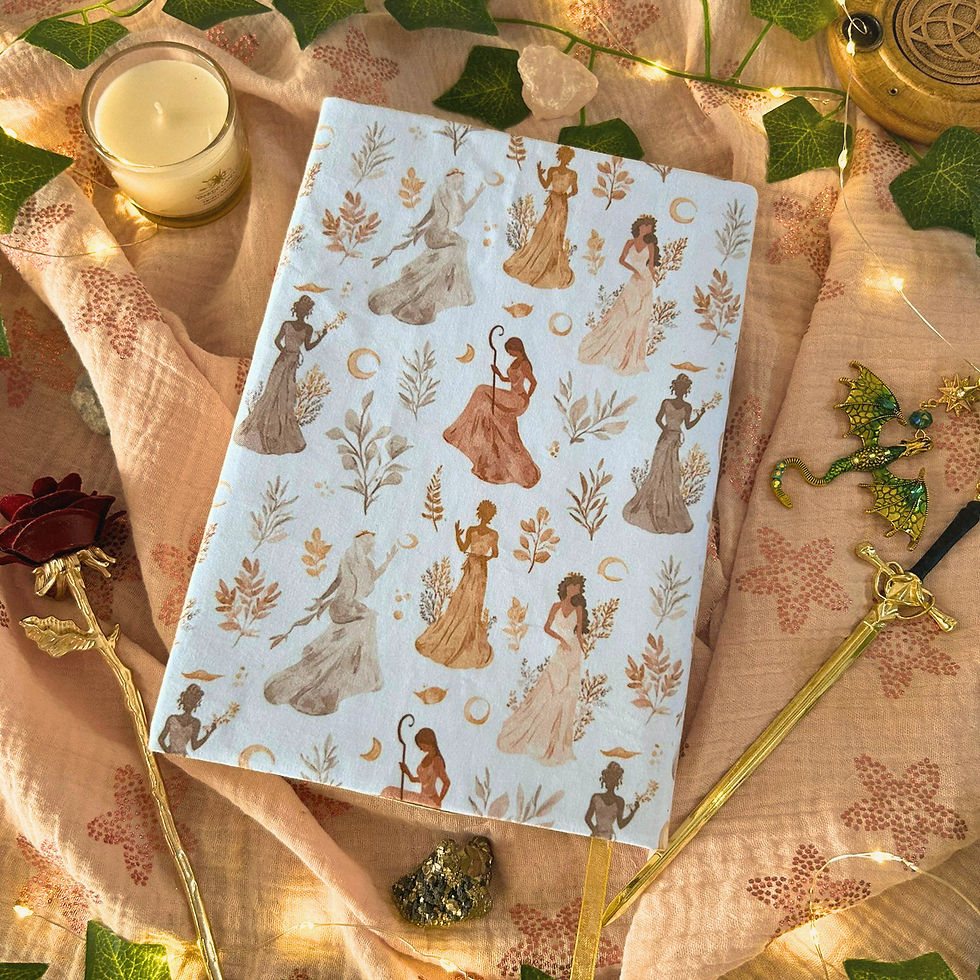 Miniature : Couvre-livre en tissu aux motifs Déesses de la lune de dos