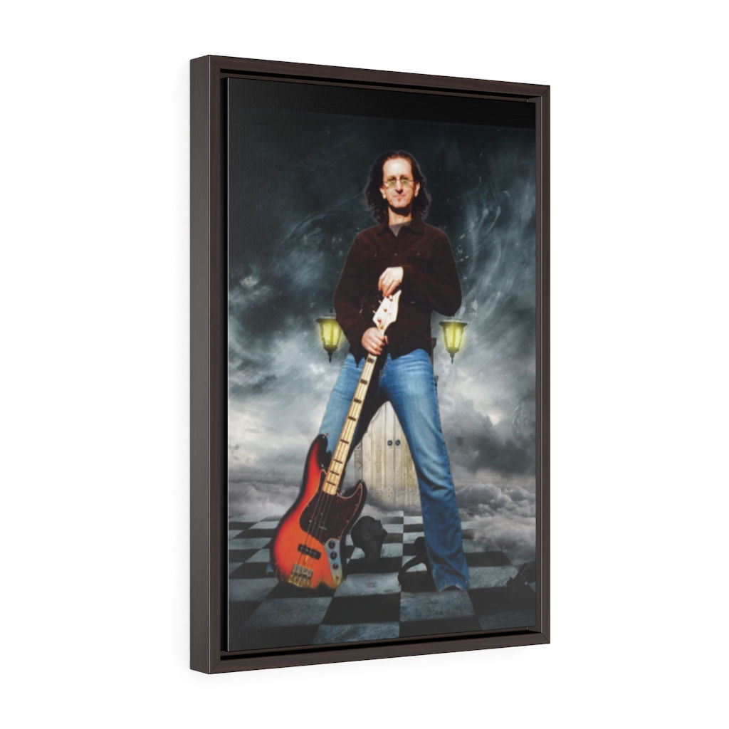 Vertical Framed Premium Gallery Wrap Canvas. Geddy Lee