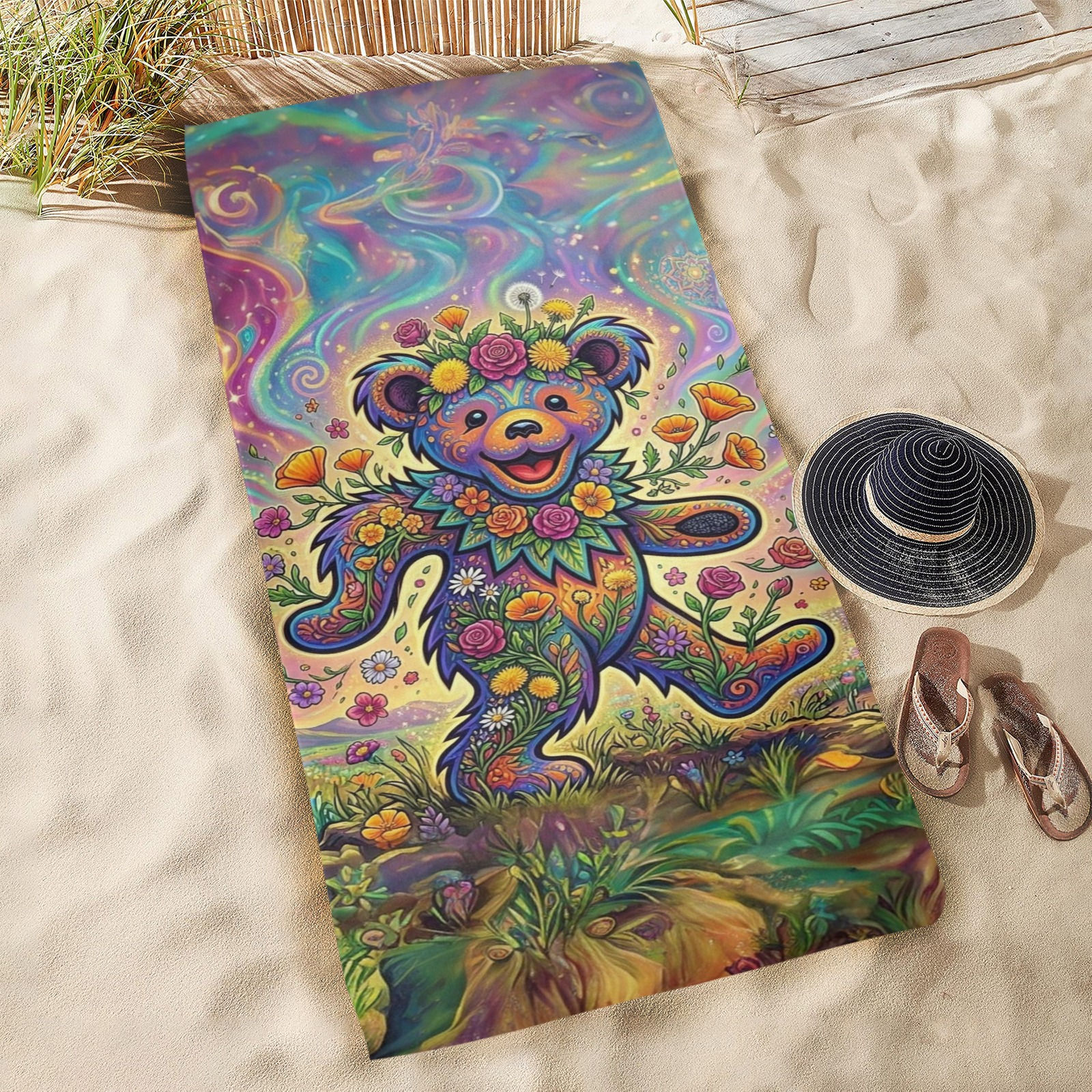 Grateful Dead Dancing Bear Beach Towel 31"x71"