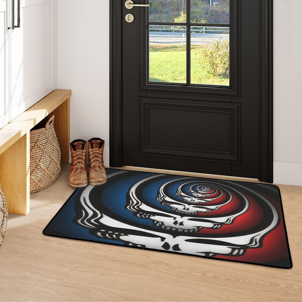Thumbnail: 31"x20" Area Rug with Black Binding. Grateful Dead Skulls