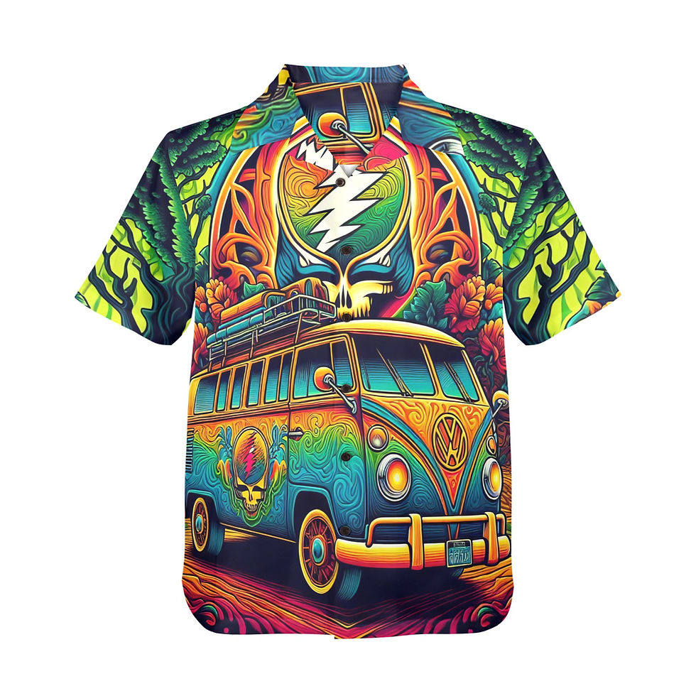Thumbnail: Men's All Over Print Hawaiian Shirt. VW Van Grateful Dead