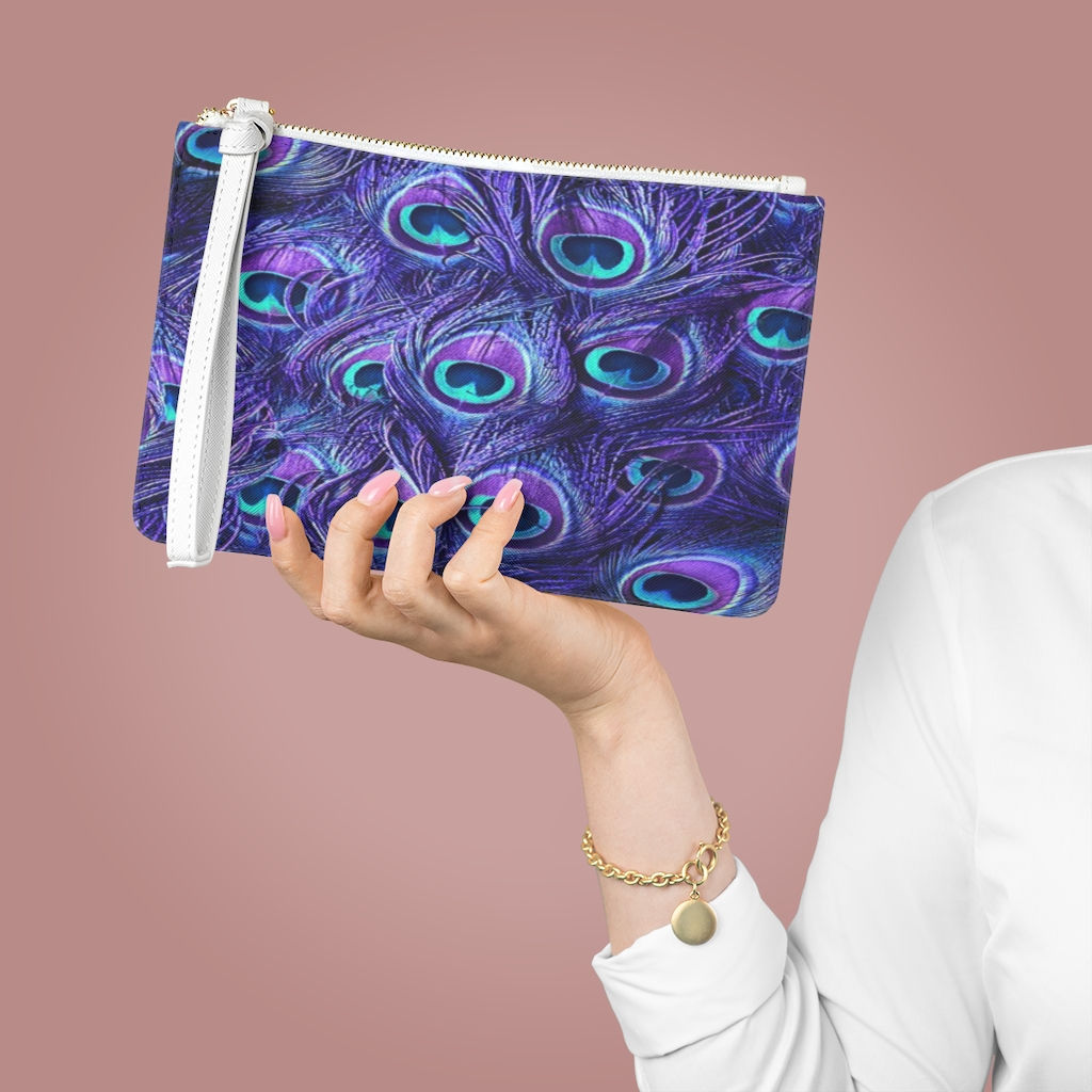 Clutch Bag Vegan Leather. Peacock