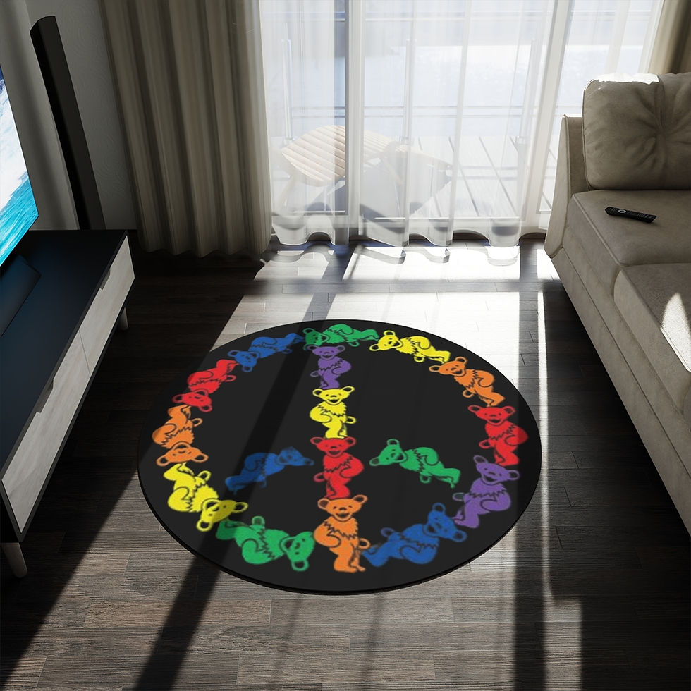 Thumbnail: Round Rug. Grateful Dead Bears Peace Sign