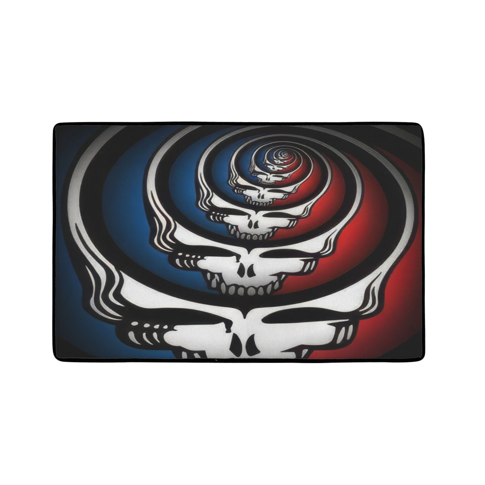 31"x20" Area Rug with Black Binding. Grateful Dead Skulls