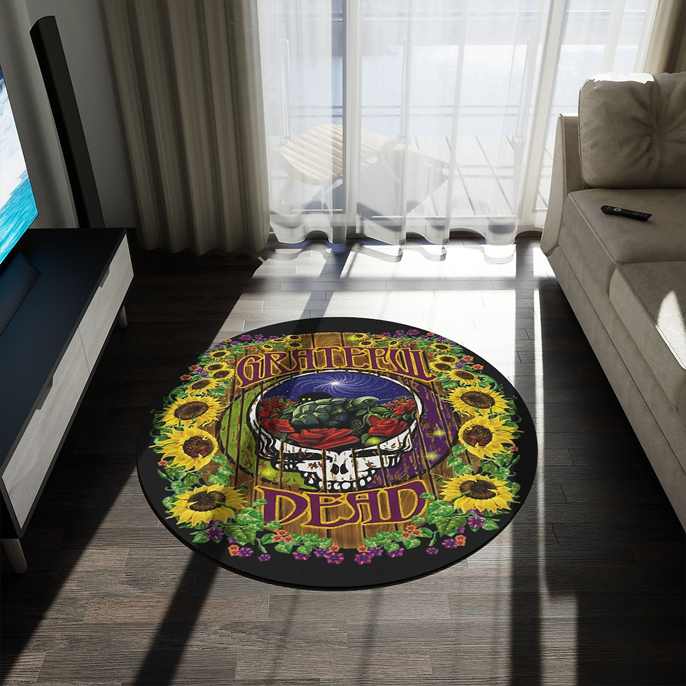 Thumbnail: Round Rug. Grateful Dead Skull Terrapin Turtle